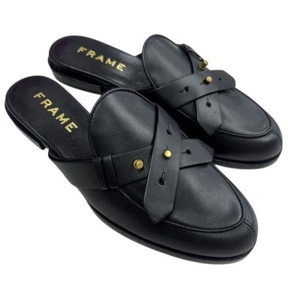 FRAME Le Sweetzer Loafers Italian Leather Black Sz 11 - Picture 1 of 7